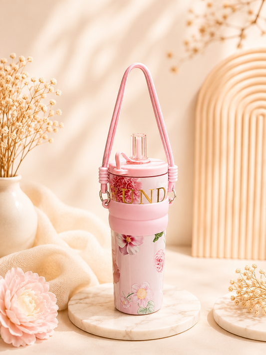 Floral dori Handle tumbler