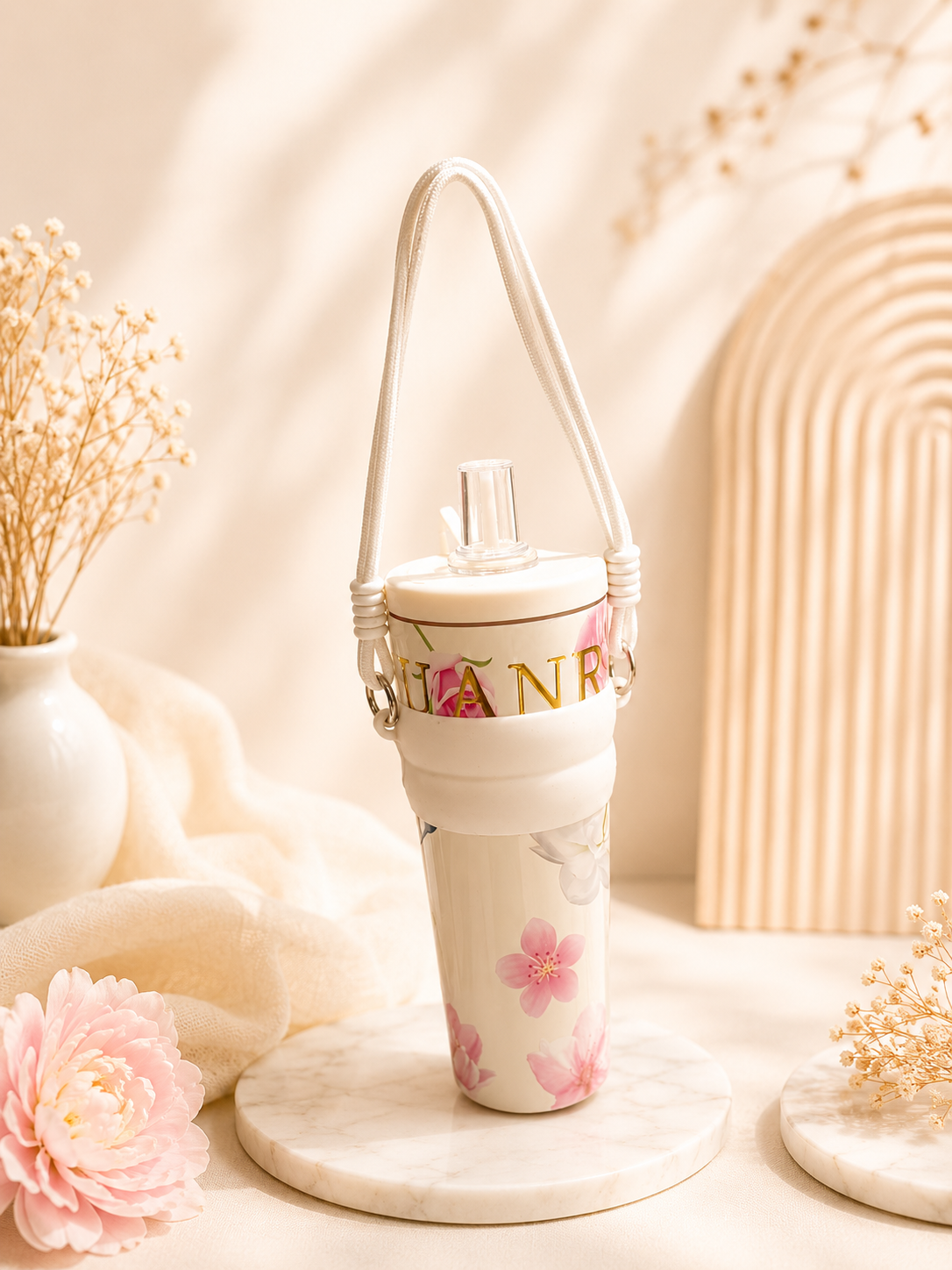 Floral dori Handle tumbler