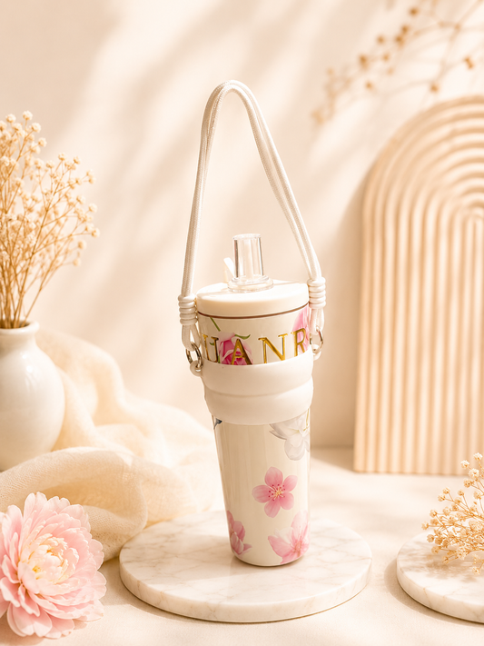 Floral dori Handle tumbler