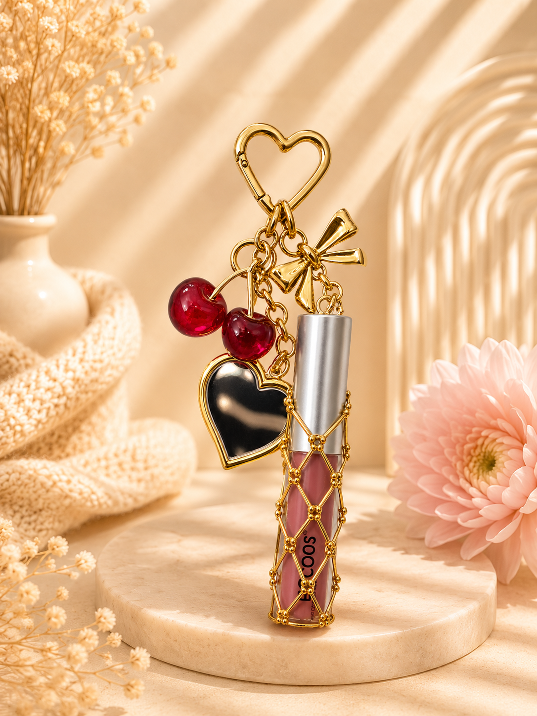 Cherry charm lipstic holder